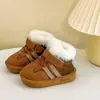 Botas de Nieve para Niños, Zapatos de Invierno con Piel para Niños, Engrosados y de Terciopelo, Zapatos Grandes de Algodón para Niños Bebés, Zapatos de Pan para Niñas, Cálidos