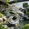 Escultura de Pavão e Pinheiro com Superfície Espelhada em Aço Inoxidável Instalação de Arte para Clube Interno Ornamentação de Paisagem em Aço Inoxidável 304 Personalização