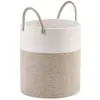 Cesta de Cuerda de Algodón Tejida, Cesta de Almacenamiento, Cesta de Bambú, Cesta para Ropa Sucia, Cesta Plegable Portátil Marrón, Cesta de Almacenamiento para Artículos Varios