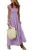 2023 Estilo Europeu e Americano Site Independente Amazon Verão Elegante Feminino Patchwork Xadrez Alça Elástica Flare Vestido