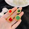 Anillo de Esmeralda Vintage Italiano Elegante Lujo Ligero Estilo Corte Diseño Nicho Anillo Rojo Paloma de Alta Gama