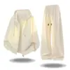 Conjunto esportivo casual texturizado para homens e mulheres, novo estilo primavera e outono 2026, moletom com zíper e calça de moletom, conjunto de duas peças para adolescentes