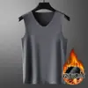 Nova roupa íntima térmica masculina para outono e inverno com veludo e espessura adicionados, top e colete de aquecimento sem costura para homens