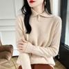Camisa de lana con solapa Design-Sense para mujer, suéter holgado de manga larga con estilo para otoño e invierno, top de punto de cachemira