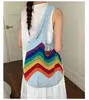 2026 Estilo explosivo transfronterizo bolso de punto de un hombro para mujer simple de verano color contrastante gran capacidad súper vendido bolso de axila para mujer