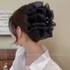 Presilha de Cabelo de Renda Preta Estilo Bolha 2025 Novo Estilo para Mulheres Presilha para Parte de Trás da Cabeça com Acabamento de Luxo, Acessório de Cabelo Moderno Presilha Tubarão