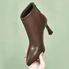2026 Botines Nuevos de Invierno Punta Fina Tacón de Aguja Tacón Alto Botas Adelgazantes de Moda Cómodas Botas Color Nude Otoño Invierno