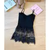 Camisola de Encaje Patchwork para Mujer, de Rayón con Almohadilla en el Pecho, Estilo 'Hot Girl', Verano, Ajuste Delgado, Sin Mangas