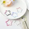 Liga Estrela de Cinco Pontas Macaron Gradiente Fivela de Mola Pingente de Chaveiro Acessórios Pintados DIY Chaveiro Gradiente