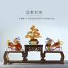 Enfeites de Pixiu Esmaltados, Par de Árvores Atratoras de Dinheiro, Enfeites Estilo Chinês, Presentes de Inauguração, Decorações de Suporte de Madeira, Decoração de Casa de Besta Mítica