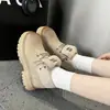 Botas Martin retro europeas de dos vías con tapa abatible para mujer, gamuza de vaca, suela gruesa, aumento interior de altura, botines cortos para mujer, zapatos de senderismo para exteriores
