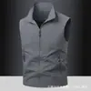 Chaleco Casual para Hombre Primavera y Otoño Cuello Alto Multibolsillo Chaleco de Pesca para Exteriores Chaleco de Trabajo para Hombre 2888