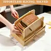Rebanador de pan de bambú, divisor creativo de bandeja de almacenamiento para pan tostado, cortador de jamón de madera con compartimentos