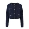Novedad Verano 2025 Estilo Europeo y Americano Casual Cardigan de Punto Trenzado con Pliegues de Manga Larga + Conjunto de Falda Trenzada