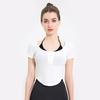 Top de Yoga con Almohadillas en el Pecho para Mujer, Camiseta Deportiva de Manga Corta para Correr de Dos Piezas Falsas, Ropa de Fitness Ajustada para Uso en Exteriores
