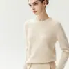 Suéter de punto grueso listo para usar 100% cachemira Kang Sai Ni para mujer, suéter de cuello redondo para mujer, otoño e invierno, camiseta base de punto liso