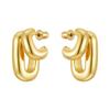 Aretes de latón chapado en oro de 18 quilates de alta textura diseño nicho tubo doble forma de C curvada aretes de moda personalizados E241588