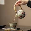 Tetera Antigua Ru Kiln Nueve Melocotones y Bambú Tilder Hogar Gran Capacidad Cerámica Tetera Tetera Individual Juego de Té Kung Fu Caja de Regalo