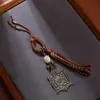 Colgante de Cuenta Dzi Cuadrada Estilo Tíbet con Nueve Cintas y Ocho Trigramas, con Cuerda Tejida a Mano y Borla, Adorno Estilo Tíbet