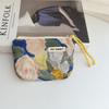 Bolsa de Cosméticos Floral Fresh Canvas, Gran Capacidad, Monedero Portátil, Bonita Mini Bolsa de Tela Pequeña para Almacenamiento con Cordón