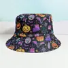 Nuevo Sombrero de Pescador Halloween Transfronterizo Divertido Murciélago Calabaza Fantasma Sombrero de Doble Cuenca Sombrilla Moda Europea y Americana para Hombres y Mujeres