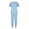 Conjunto de Uniforme de Enfermeira em Estoque Transfronteiriço Uniforme de Hospital de Animais Top de Gola V e Calças Conjunto de Enfermeira Feminino