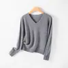 Suéter de Tricô Gola V 30% Lã Cashmere para Mulheres, Outono e Inverno, Macio e Amigo da Pele, Estilo Elegante para o Dia a Dia, Roupa de Baixo para Outono e Inverno
