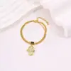 Pulsera de Ojo Dorada Retro Estilo Griego Que No Se Desvanece, Moderna y Elegante, Pulsera de Acero de Titanio Doble Capa para Palma de Ojo del Diablo