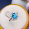 Anillo de Plata de Ley S925 con Topacio Paraíba Natural Moda Nicho Ovalado 6*8mm Anillo al por Mayor