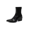 Botas Finas Elegantes Confortáveis para o Dia a Dia com Solado Silencioso Inverno 2026 Salto Médio Robusto Bico Fino Versátil Botas de Cano Curto Elásticas que Abraçam a Perna para Mulheres