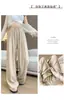 Calça Yamamoto de Seda Gelada Estilo Novo 2026 para Mulheres, Calça Esportiva Casual de Verão para Baixinhas, Calça de Cintura Alta Wide-Leg Cor Sólida Estilo Preguiçoso