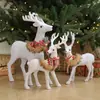 Adornos de Alce Blanco Navideño Lazo Campana Muñeca Navidad Adornos Grandes Decoración de Ventana de Centro Comercial