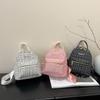 Mochila de Lana a Cuadros para Mujer 2026 Nueva Moda Versátil Mochila de Viaje Bolso de Mano Pequeño Texturizado Bolso de Hombro