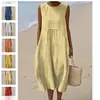 2025 Ropa de Mujer Transfronteriza Sitio Independiente de Comercio Exterior Amazon Aliexpress Vestido Casual de Color Sólido Otoño Se Puede Estampar