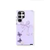 Estilo Coreano y Japonés Ins Morado Lazo Cinta Adecuado para Samsung S24 Funda de Teléfono de Gama Alta S25 Película Cubierta Protectora