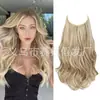 Cabelo Longo Cacheado Ondulado com Linha Transparente, Fábrica de Origem, Peruca Estilo Europeu e Americano, Estilo Linha de Pesca com Presilhas