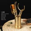 Juego de té de latón para seis caballeros, oficina, hogar, mesa de té de kung fu, pequeños adornos, ceremonia del té de latón, accesorios de cilindro de almacenamiento de 6 piezas