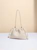 Bolso Nuevo Simple para Mujer, Moderno y Versátil Crema con Cordón Ajustable, Plisado Tejido, Bolsa de Basura, Bolso Nube, Bolso de Hombro Único, Bolso de Axila