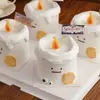 Decoração de Bolo Feliz Dia das Bruxas Vela Chama Ornamento Olhos Contas Doces Forma de Ceifador Fantasma Inserção para Biscoito