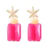 Pendientes Cuadrados de Concha y Estrella de Verano Transfronterizos, Refrescantes y Favorecedores para la Piel, Estilo Vacaciones en la Playa para Mujeres