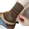 Calcetines color marrón melardo para mujer, calcetines de algodón puro de media pantorrilla para primavera y otoño, calcetines largos florales de estilo japonés vintage, adecuados para zapatos Birkenstock, calcetines holgados