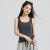 Blusa regata de tricô Tencel Lyocell, macia e amiga da pele, com decote quadrado, ombros largos e sem mangas, com design estiloso para usar em camadas ou sozinha