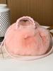 Bolso Nube Plegado Exclusivo Transfronterizo de Pelo Sintético de Visón, Bolso de Hombro Bajo el Brazo, Bolso Cruzado, Bolso de Mano Suave y Versátil con Bloqueo de Color