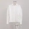 Camisa ajustada de manga larga con hombros al aire libre, estilo europeo y americano, de alta gama, con diseño de nicho, para mujer, de verano, estilo francés, 2025