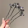 Grampo de Cabelo Vintage para Mulheres, Grampo de Cabelo Metálico de Alta Qualidade em Forma de U com Peônia, Grampo Sofisticado de Nicho, Acessório de Cabelo Estilo Antigo Venda por Atacado