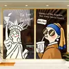 Pegatinas de puerta de vidrio para cafeterías de moda, obras de arte creativas y personalizadas, calcomanías electrostáticas para tiendas de té de leche y bebidas, decoraciones para ventanas
