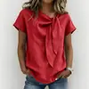 2026 Ropa de Mujer de Comercio Exterior Transfronterizo Europeo y Americano Amazon Nuevo Primavera y Verano Algodón y Lino Manga Corta Moda Casual Tops Camisetas