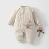 Macacão de bebê 120 gramas mais algodão acolchoado para bebê outono e inverno para sair macacão de algodão fino espessado frente e verso roupas de escalada para crianças