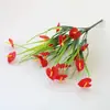 Flor artificial planta acuática flor artificial hierba de primavera palma roja maceta para el hogar arreglo floral pared de plantas accesorios decoración del hogar material de flor decorativa