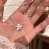 Collar Nuevo de Verano con Flor Rosa Degradada para Mujer, Lujo Ligero, Diseño Único, Cadena de Cuello Dulce y Linda, Cadena para Clavícula